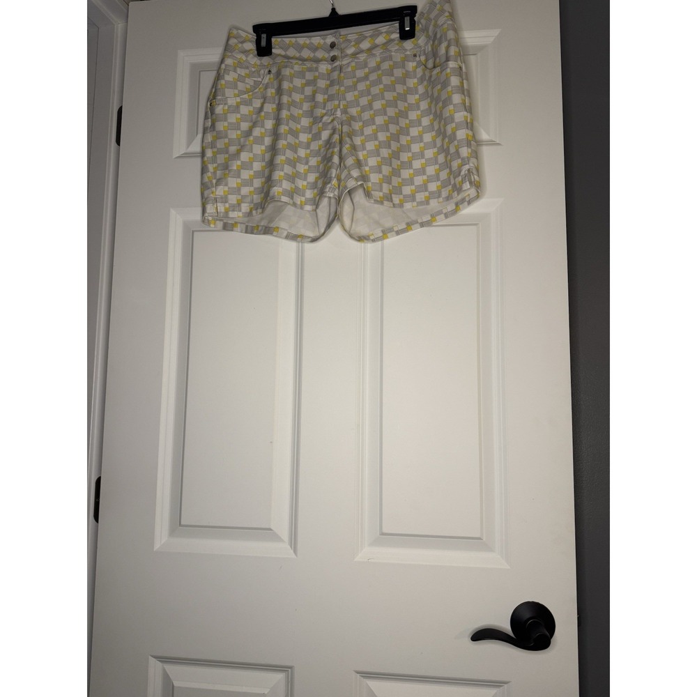 Slazenger Gray Yellow White Print Golf Shorts Women Size 10